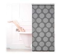 Relaxdays Cortina Enrollable Ducha Lunares, Estor Traslúcido, Repele Agua, Sujeción Techo/Ventana, 80x240 cm, Gris