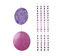 Relaxdays Cortinas con Conchas, Ventana, Puerta & Balcón, Divisorias, 180 cm, 4 Uds, Cisnes, Mariposa, Rosa-Morado