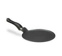 Relaxdays Sartén para crepes de aluminio fundido de 25 cm, antiadherente de hierro fundido, fácil de limpiar, extraplana, negra