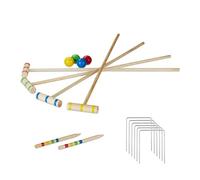 Relaxdays, Cuatro, Mazo de 75 cm, Marrón Juego de Cróquet, 4 Jugadores, Niños, Set Completo de Madera, con Bolsa, Mazos, Natural, Adultos Unisex
