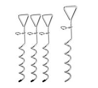 Relaxdays Cuatro piquetas en espiral para camping plata