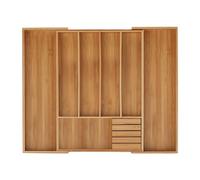 Relaxdays Cubertería Cubertero, Bambú, Extensible, Bandeja de Cubiertos, Separador cajones, 5x55x44,5 cm, marrón Natural, Tablero de Fibras
