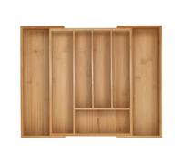 Relaxdays Cubertero, 5-7 Compartimentos, Organizador de Cubiertos Extensible, Cajón, 5x29,5-47,5x38 cm, Bambú, Natural