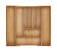 Relaxdays Cubertero ajustable de bambú marrón claro