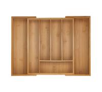 Relaxdays Cubertero ajustable de bambú marrón claro