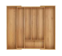 Relaxdays Cubertero ajustable de bambú marrón claro