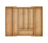 Relaxdays Cubertero ajustable de bambú marrón claro