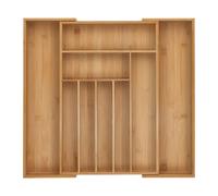 Relaxdays Cubertero ajustable de bambú marrón claro