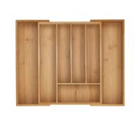 Relaxdays Cubertero ajustable de bambú marrón claro