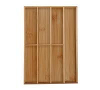 Relaxdays Cubertero Cajón Bambú, Organizador Cubiertos, Separador 7 Compartimentos Cajones, 4,5 x 30,5 x 44,5cm, Natural