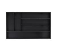 Relaxdays Bandeja Cubertero de Cajón, Organizador Cubertería 6 Espacios, Clasificador Cubiertos Bambú, 5 x 46 x 28 cm, Negro