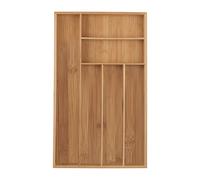 Relaxdays Cubertero Cajón Bambú, Organizador Cubiertos, Separador 6 Compartimentos Cajones, 5 x 27,5 x 46 cm, Natural