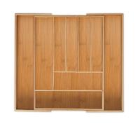 Relaxdays Cubertero, Bambú, Extensible, Bandeja cubiertos para cajón, 7-9 compartimentos, 5x49,5x44,5 cm, marrón natural