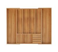 Relaxdays Cubertero, Bambú, Extensible, Bandeja de cubiertos para cajón, Separador cajones, 5x55x44,5 cm, marrón natural