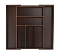 Relaxdays Cubertero Extensible, Bambú, Marrón Oscuro, 5 x 48 x 46 cm