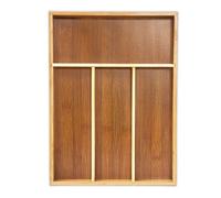 Relaxdays Cubertero Cajón de Bambú, 4x25x34 cm, 4 Compartimentos, Organizador Cubiertos Cocina, Bandeja, Madera Marrón