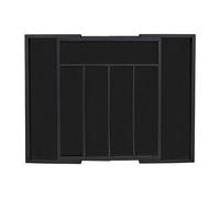 Relaxdays Cubertero Cajón Bambú, Extensible, 7 Espacios, Organizador Cubiertos, Negro, 5,5x31,5-48,5x37 cm