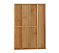 Relaxdays Cubertero Cajón Bambú, Organizador Cubiertos, Separador 7 Compartimentos Cajones, 4,5 x 30,5 x 44,5cm, Natural