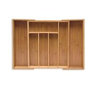 Relaxdays Cubertero Cajón Bambú, Organizador Cubiertos Extensible, 5 a 7 Compartimentos, 5,5 x 39 x 35,5 cm, Natural