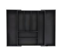 Relaxdays Cubertero Bambú Cajón Extensible, Portacubiertos 6-8 Espacios, Soporte Cuchillos, 6,5x35-58x43,5cm, Negro
