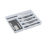Relaxdays Cubertero de plástico para cajón blanco,gris