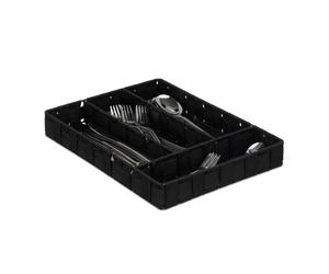 Relaxdays Cubertero de 4 compartimentos negro