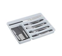 Relaxdays Cubertero Cajón Plástico, Separador Cajones, Organizador Cubiertos Cocina, 4,5 x 33 x 40 cm, Blanco y Gris