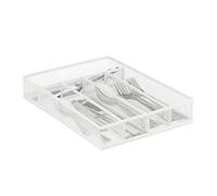 Relaxdays Cubertero de Rejilla Metálica para Cajón, Clasificador Cubiertos, 5 Compartimentos, 5,5x23,5x32 cm, Blanco