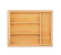 Relaxdays Cubiertos Extensible Cubertero Cajón 4-6 Compartimentos, Bandeja Cubertería Bambú, Portacubiertos 5 x 29-47,5 x 35,5 cm, Natural, 5 x 29 x 35.5 cm
