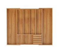 Relaxdays Cubertería Cubertero, Bambú, Extensible, Bandeja de Cubiertos, Separador cajones, 5x55x44,5 cm, marrón Natural, Tablero de Fibras