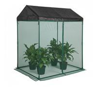 Relaxdays Cubierta para plantas con techo y puerta verde oscuro,negro