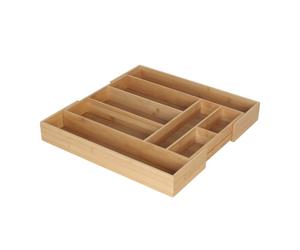 Relaxdays Cubierto extensible de bambú marrón claro