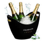 Relaxdays Cubitera para Botellas, 8 L Volumen, Enfriador Bebidas, Champanera, Cava, Vino, 25,5x35x25,5 cm, Negro/Dorado, 100% Plástico