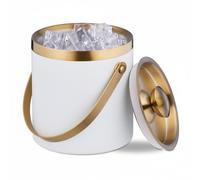 Relaxdays Cubitera con tapa blanco,oro