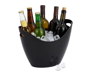 Relaxdays Cubitera para Botellas, 8 L Volumen, Enfriador Bebidas, Champanera, Cava, Champán y Vino, Plástico, Negro