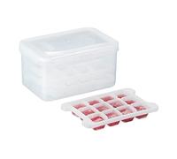 Relaxdays Cubitera Set, 4 Bandejas Cubos Hielo, Libre BPA, Contenedor con Tapa, 48 Cubos Hielo, Plástico, Transparente