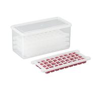 Relaxdays Cubitera Set, 5 Bandejas Cubos Hielo, Libre BPA, Contenedor con Tapa, 180 Cubos Hielo, Plástico Transparente