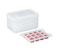 Relaxdays Cubitera Set, 4 Bandejas, Libre BPA, Contenedor con Tapa, 48 Cubos Hielo, Plástico, Transparente, 11 x 22 x 15 cm