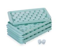 Relaxdays Cubiteras para Hielo Redondo, Set 3, Reutilizables, Bolas 2,5 cm Ø, 33 Cubitos, Molde Congelador, PP, Turquesa