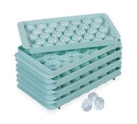 Relaxdays Cubiteras para Hielo Redondo, Set 4, Reutilizables, Bolas 2,5 cm Ø, 33 Cubitos, Molde Congelador, PP, Turquesa