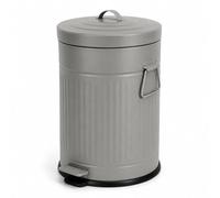 Relaxdays cubo basura 20 l, cocina, cubo interior extraíble, pedal, gris | cierre suave, metal, cubo con pedal retro