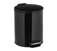 Relaxdays Cubo Basura, 5 litros, Mecanismo Automático, Bote Interior Extraíble, Papelera Baño, Metal, con Pedal, Negro
