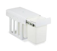 Relaxdays Cubo de Basura Cocina, 2 Compartimentos, 2X 8L, 35,5x25x47 cm, Extraíble, Papelera Reciclaje Fregadero, Blanco, Acero, Plástico, 2 x 8 L