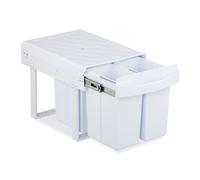 Relaxdays Cubo de Basura Cocina, 4 Compartimentos, 4X 8L, 34,6x34x51,8 cm, Extraíble, Papelera Fregadero, Blanco