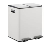 Relaxdays Cubo basura cocina doble, 2 x 15 l blanco,plata