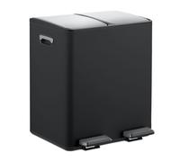 Relaxdays Cubo basura cocina doble, 2 x 15 l negro,plata