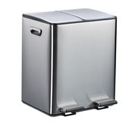 Relaxdays Cubo basura cocina doble, 2 x 15 l negro,plata