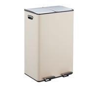 Relaxdays Cubo basura cocina doble, 2 x 30 l beige,plata