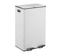 Relaxdays Cubo basura cocina doble, 2 x 30 l blanco,plata