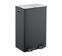 Relaxdays Cubo basura cocina doble, 2 x 30 l negro,plata